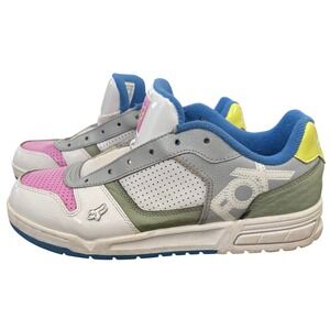 Vintage y2k Fox Racing Women Sneakers Sz 9 Multicolor Pink Blue Leather NO LACES